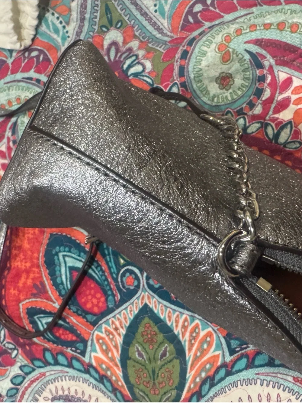 Michael Kors Gray Metallic Interior Crossbody